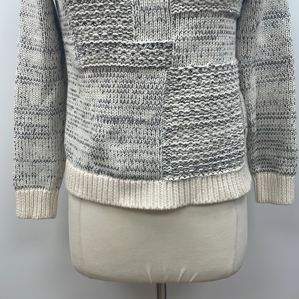 Banana Republic Chunky Knit Crewneck Sweater 100% Cotton Preppy Blue White Small - Picture 4 of 10